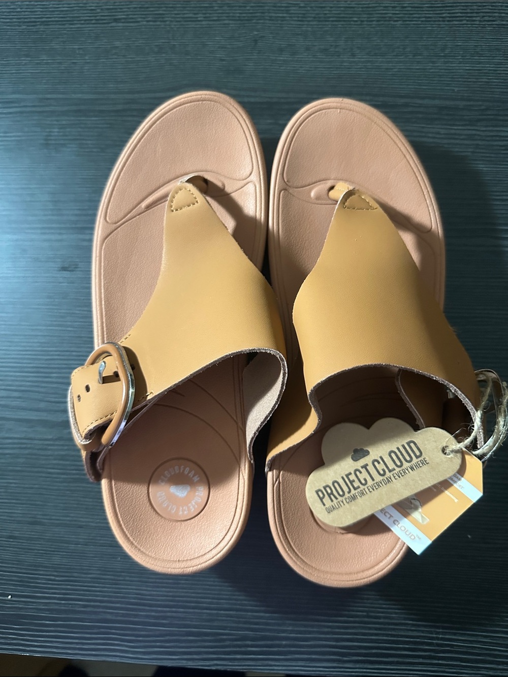 Women's Project Cloud Leather Thong Sandals Adjustable Buckle